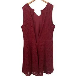 Charter Club | Dresses | Charter Club 3x Sleeveless Midi Aline Dress Red  Burgundy Lacecrochet Lined Euc | Poshmark